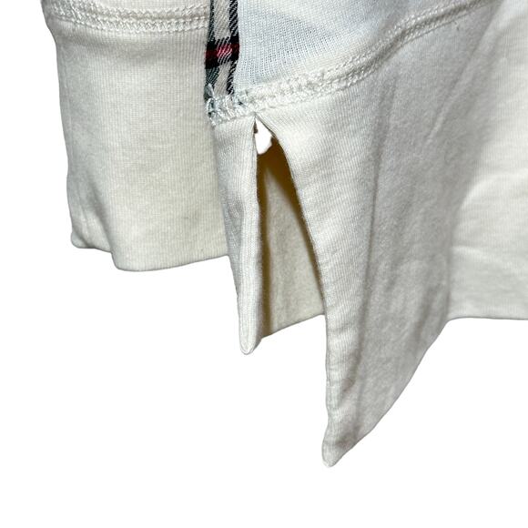 Chaps Plaid Front Lightweight Long Sleeve Tee Shirt Hoodie Women Medium Preppy - Picture 8 of 9